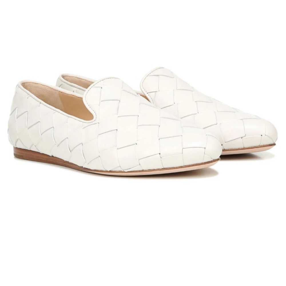 NEW Veronica Beard Griffin 3 Woven Leather Slip On Loafer in Stone Size 11